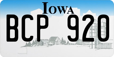 IA license plate BCP920