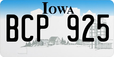 IA license plate BCP925