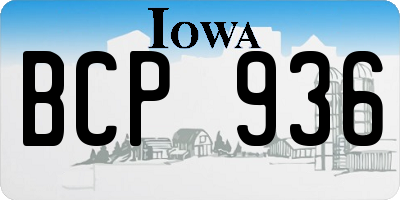 IA license plate BCP936