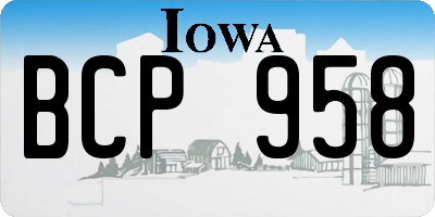 IA license plate BCP958