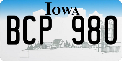 IA license plate BCP980