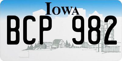IA license plate BCP982
