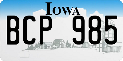 IA license plate BCP985