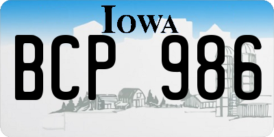 IA license plate BCP986