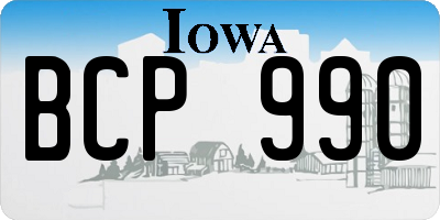 IA license plate BCP990