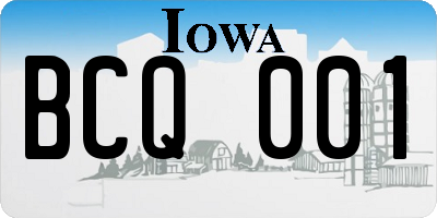 IA license plate BCQ001