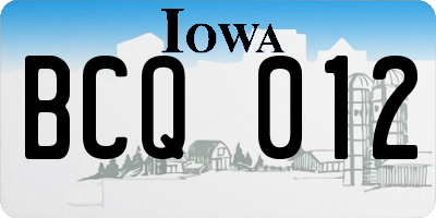 IA license plate BCQ012