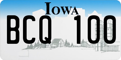 IA license plate BCQ100