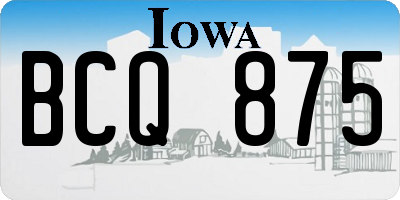 IA license plate BCQ875