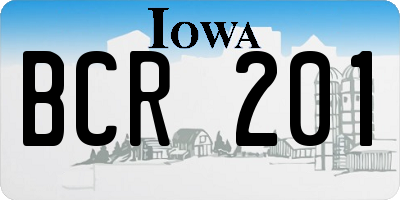 IA license plate BCR201