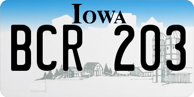 IA license plate BCR203