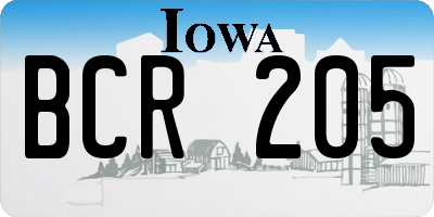 IA license plate BCR205