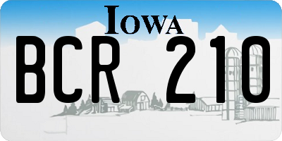 IA license plate BCR210