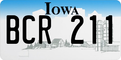 IA license plate BCR211