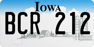 IA license plate BCR212