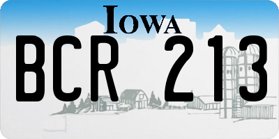 IA license plate BCR213