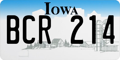 IA license plate BCR214