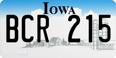 IA license plate BCR215