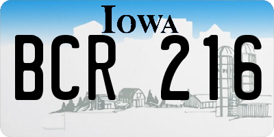 IA license plate BCR216