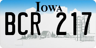 IA license plate BCR217