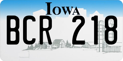 IA license plate BCR218