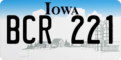 IA license plate BCR221