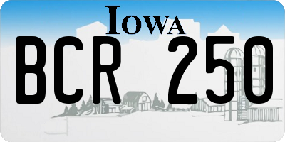IA license plate BCR250