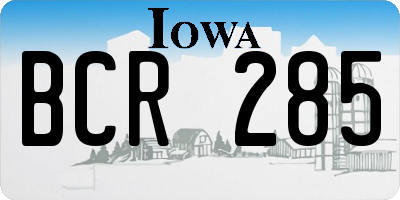 IA license plate BCR285