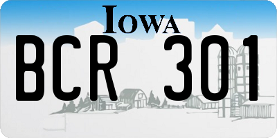 IA license plate BCR301