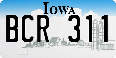 IA license plate BCR311