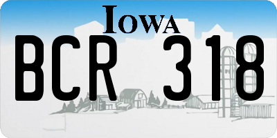 IA license plate BCR318
