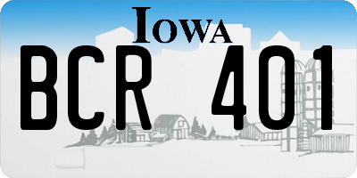 IA license plate BCR401