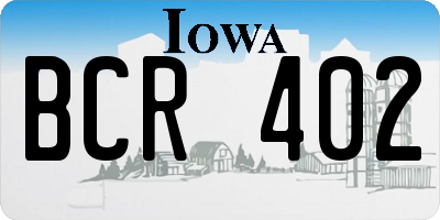 IA license plate BCR402