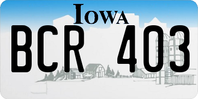 IA license plate BCR403
