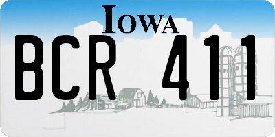 IA license plate BCR411