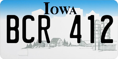 IA license plate BCR412