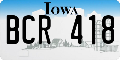 IA license plate BCR418