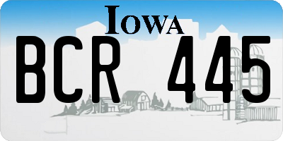 IA license plate BCR445