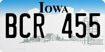 IA license plate BCR455