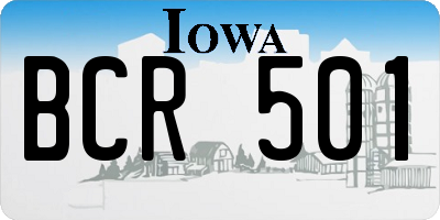 IA license plate BCR501