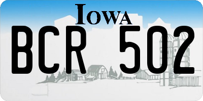 IA license plate BCR502
