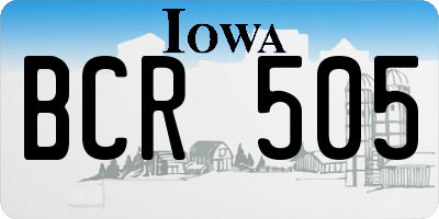 IA license plate BCR505
