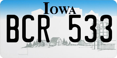 IA license plate BCR533