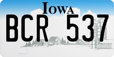 IA license plate BCR537