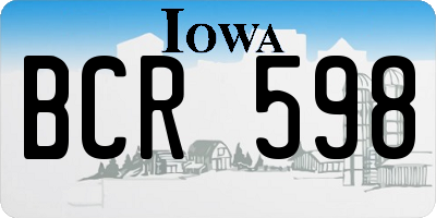 IA license plate BCR598