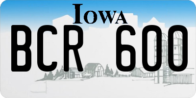 IA license plate BCR600