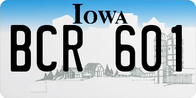 IA license plate BCR601