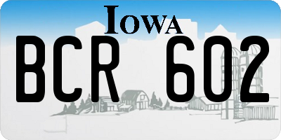 IA license plate BCR602