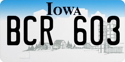 IA license plate BCR603