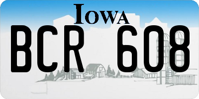 IA license plate BCR608